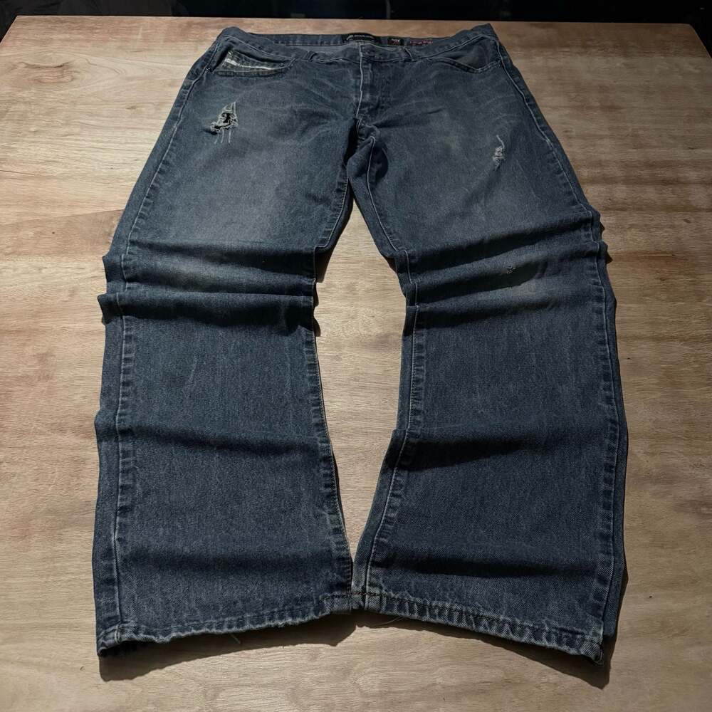 Ecko Unltd Y2K Distressed Jeans Size 38 Slim Straight Dark Wash Denim
